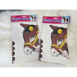 Beistle Pin the Tail on the Donkey Party Game Vtg 1976 70s retro barn farm mod‎